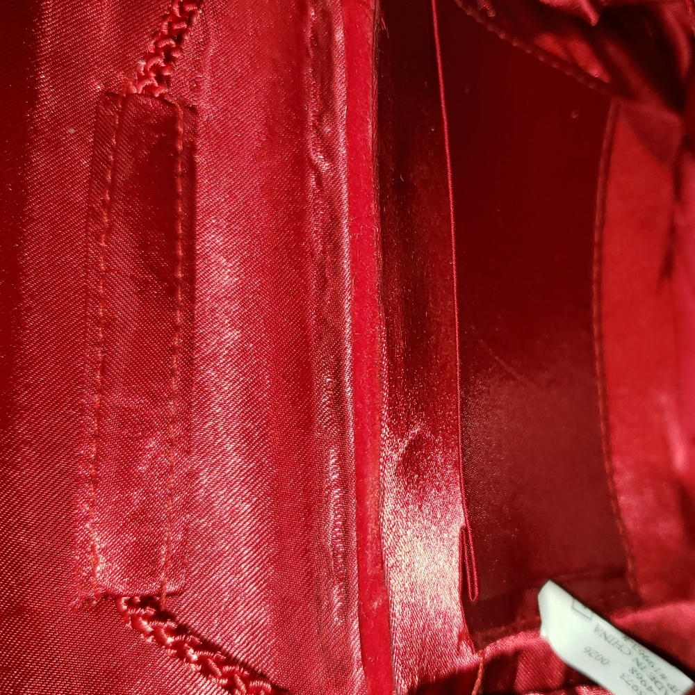 Evening Mini Shoulder Bag Purse NEW Red Velour - Picture 6 of 10